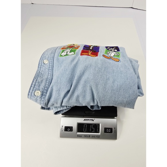 Vintage Looney Tunes‎ Shirt Mens 2XL Denim Warner Bros Bugs Daffy Cartoon 90s - Picture 11 of 12